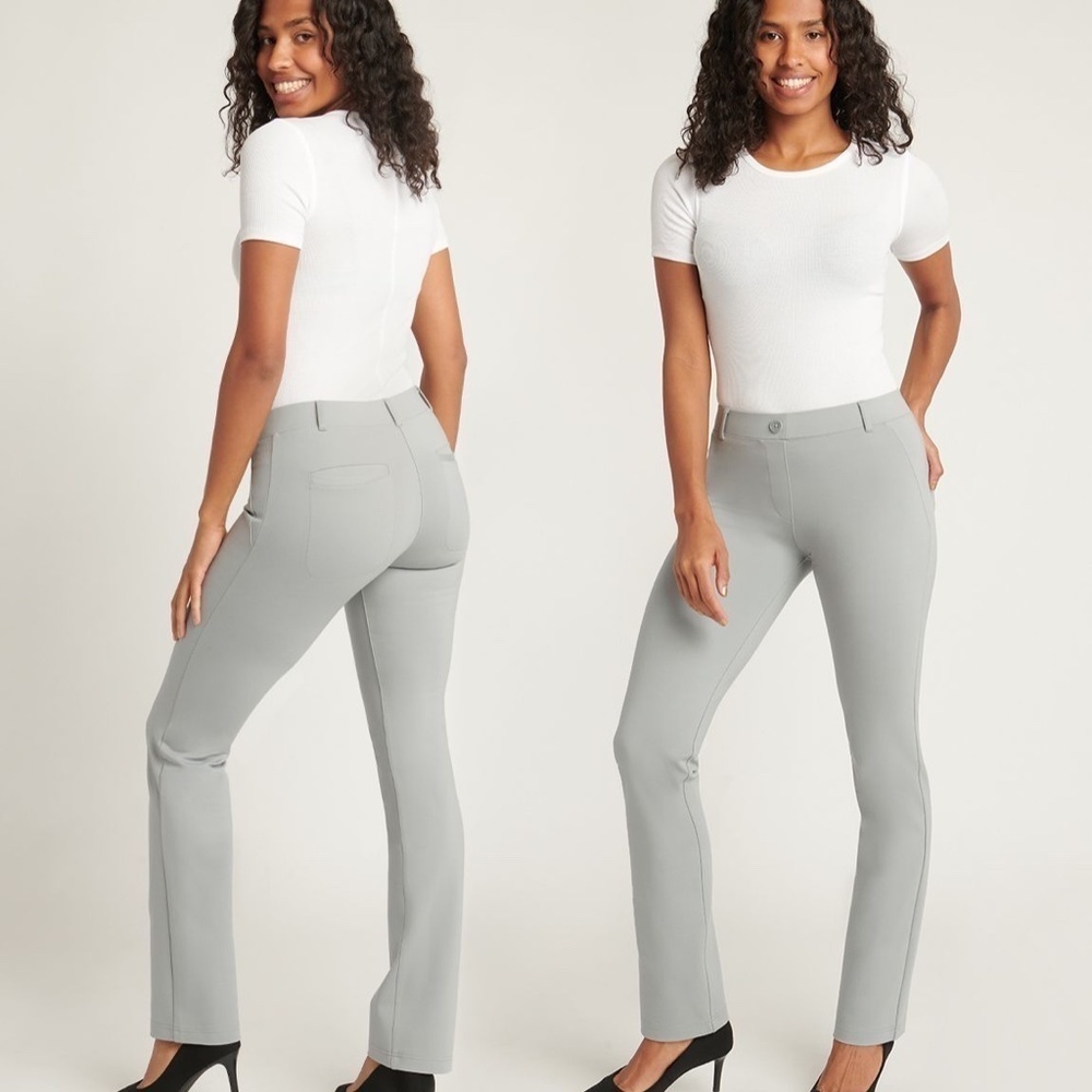 Betabrand | Dress Yoga Pants Womens M Medium Gray Straight Leg Pull On Stretch